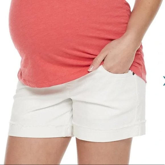 a:glow Pants - Maternity Full Belly Panel Boyfriend Jean Shorts Size 2 (XS)
